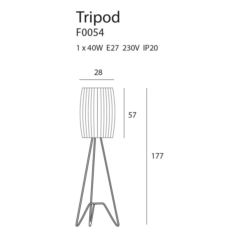 Lampadaire TRIPOD Ø28 E27 - noir / blanc 