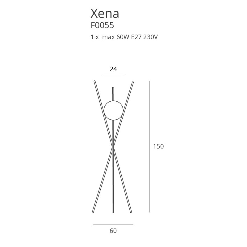 Lampadaire XENA E27 - laiton / blanc 