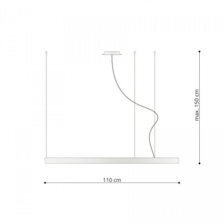 Suspension Design Lustre RIO 110cm LED 70W 3000K CRI90 - blanc