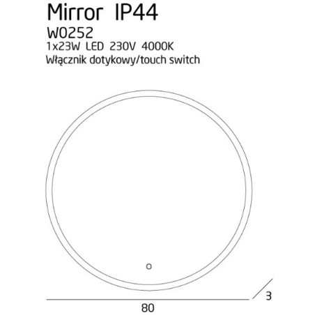 Miroir MIROIR LED Ø80 23W 4000K IP44 DIM - chromé 