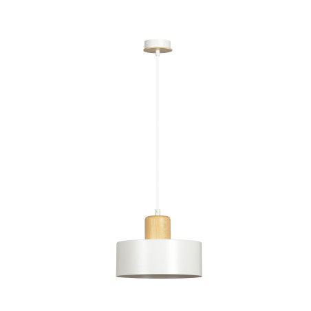 Lampe Suspendue design TORIN E27 - blanc / bois