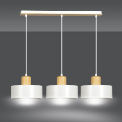Lampe Suspendue design TORIN 3xE27 - blanc / bois