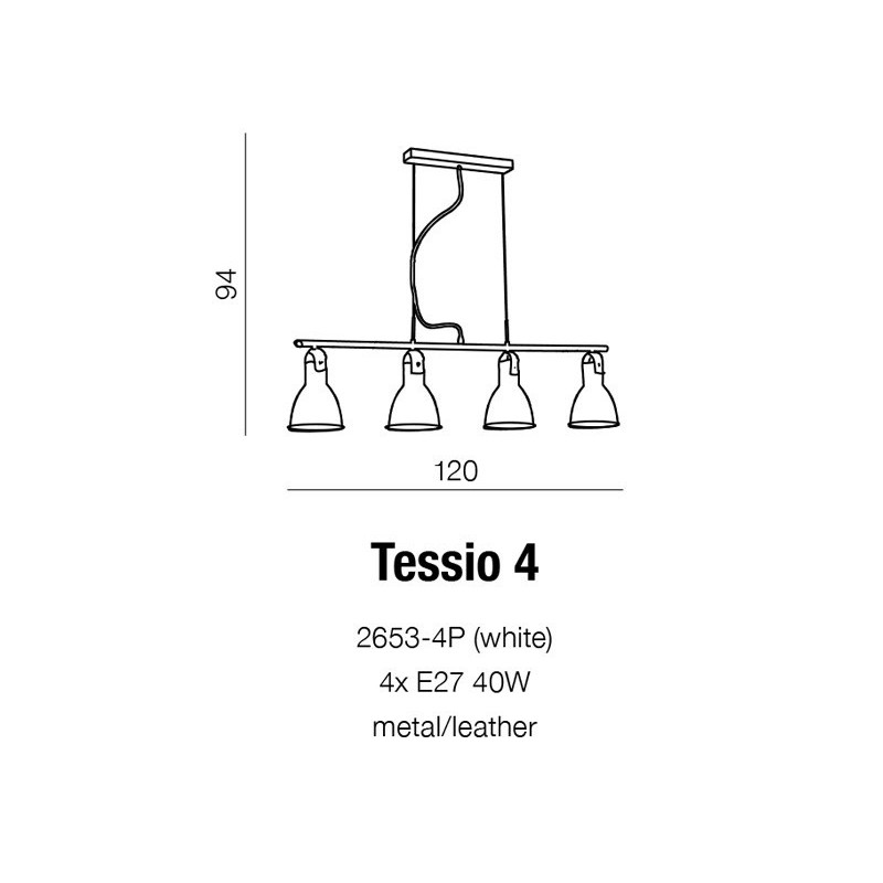 Suspension luminaire TESSIO 4 E27 4x40W blanc