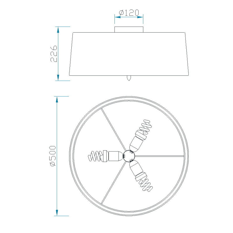 LUA ASH 3xE27- plafond gris 