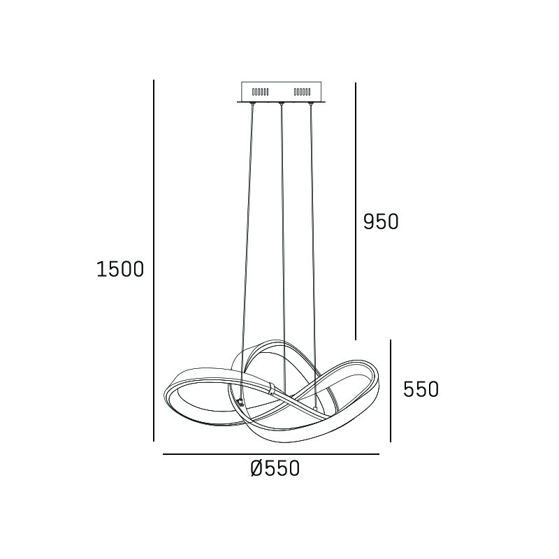 Lampe Design suspendue TOKYO LED 42W blanc, chrome