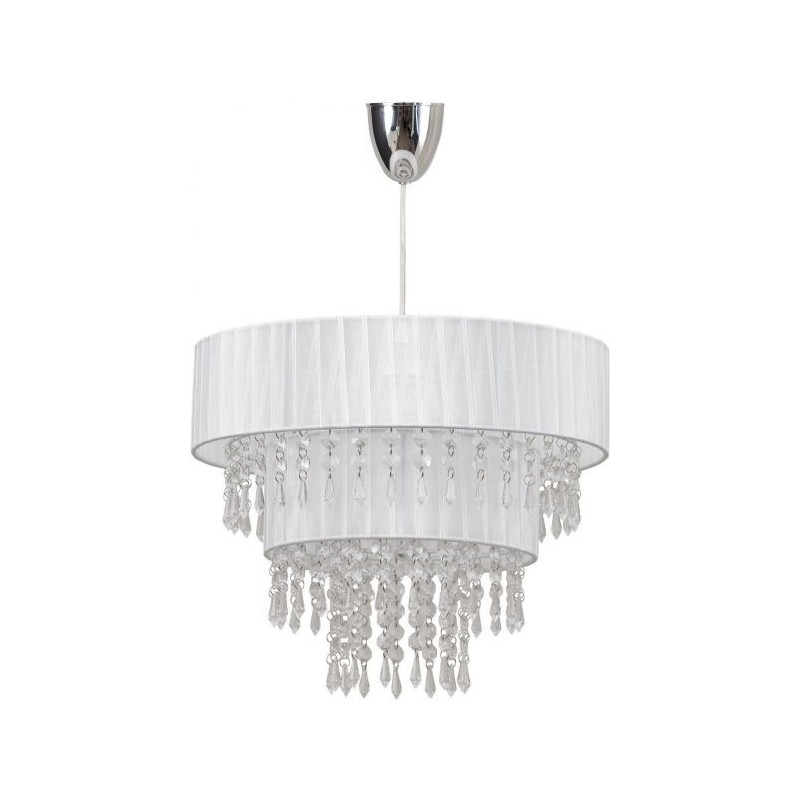 Lampe suspendue TOSCANA E27 - blanc / cristaux Cristal