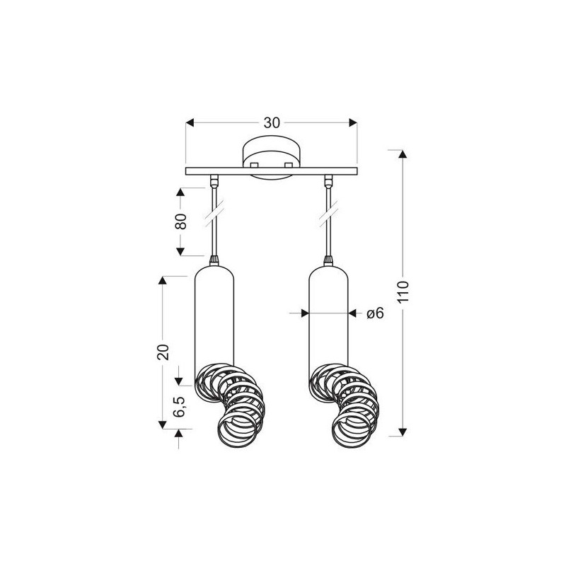 Suspension design TUBA 2xGU10 - blanc