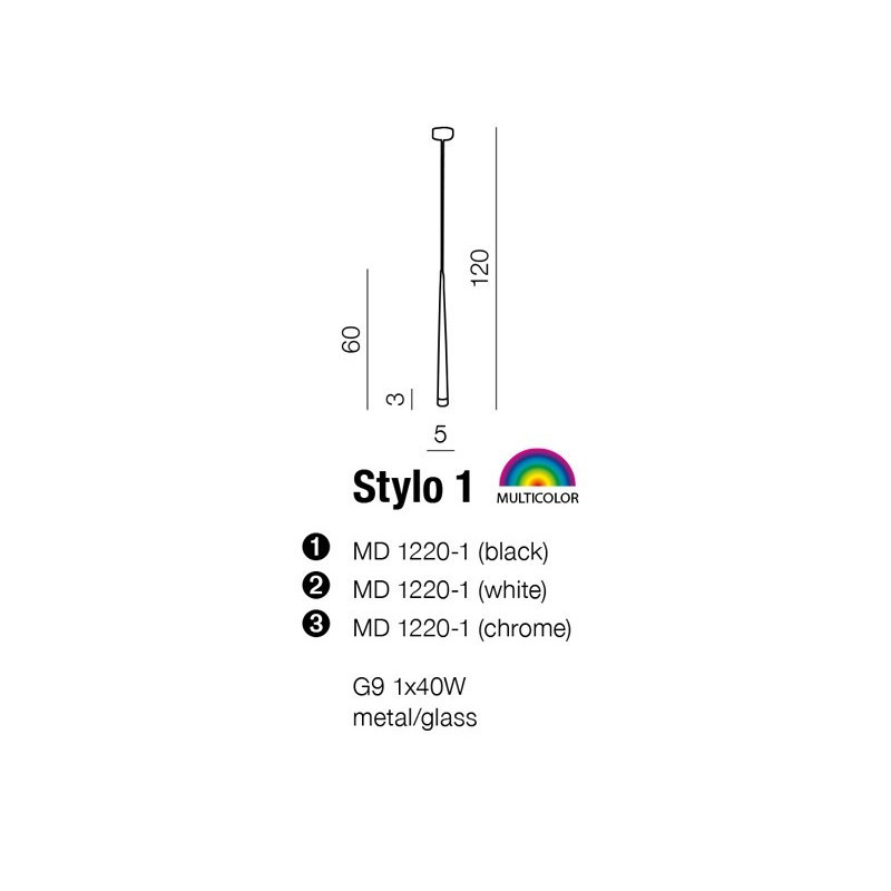 Suspension luminaire STYLO 1 G9 - chrome