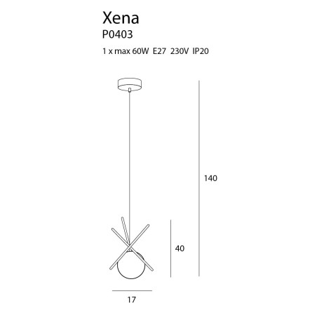 Suspension luminaire design XENA E27 - laiton / blanc