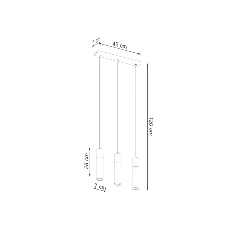 Suspension design ZANE 3xGU10 - gris / bois