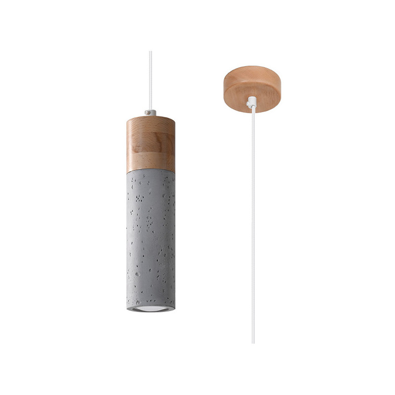 Suspension luminaire design ZANE GU10 - gris / bois