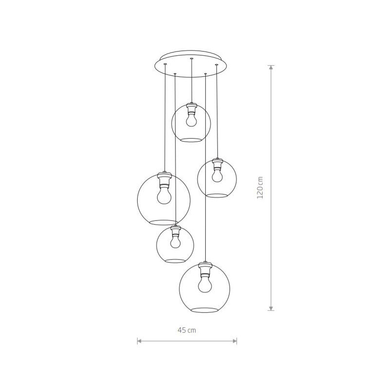 Suspension design VETRO V 5xE27 - noir