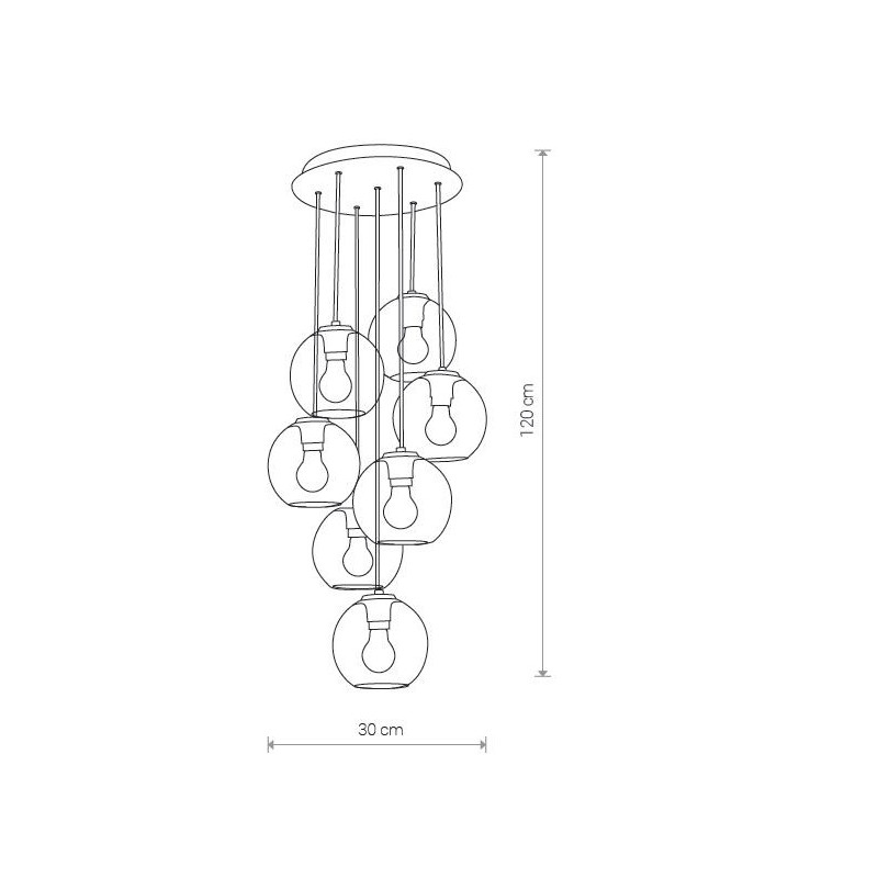 Suspension design VETRO VII 7xE27 - noir