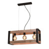 Suspension industrielle Design VARNA 3xE27 - noir / bois