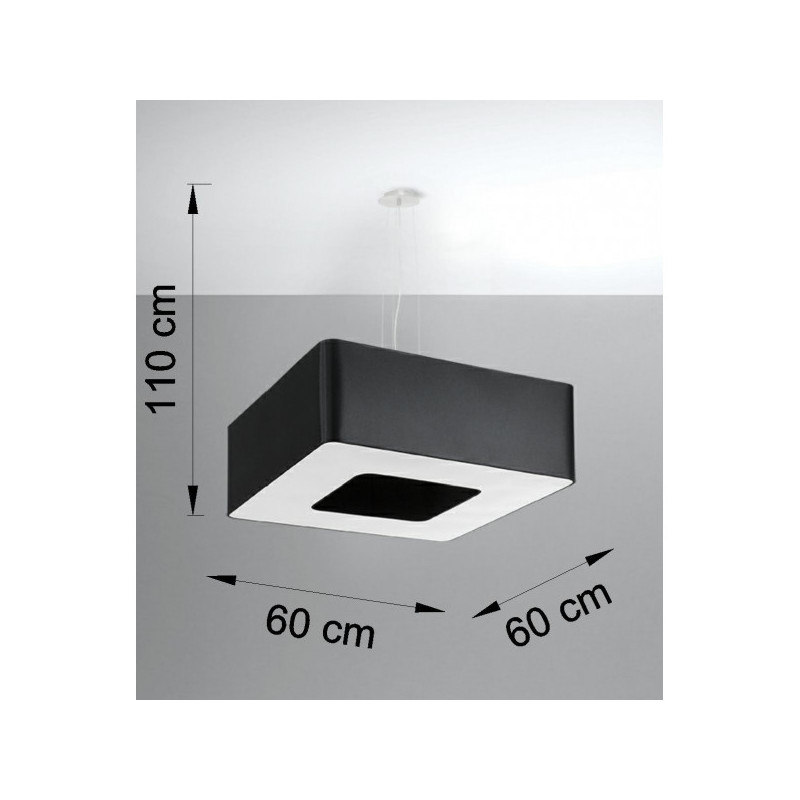 Lampe Suspendue avec abat-jour URANO 60x60 8xE27 - noir