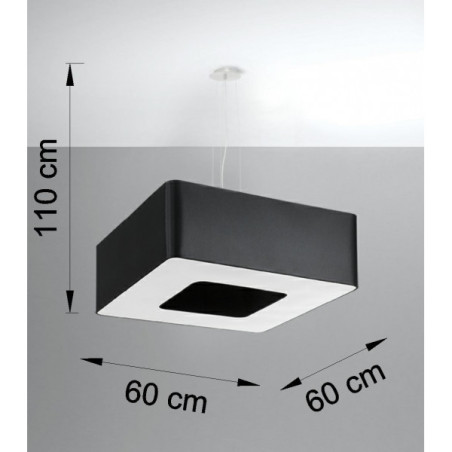 Lampe Suspendue avec abat-jour URANO 60x60 8xE27 - noir