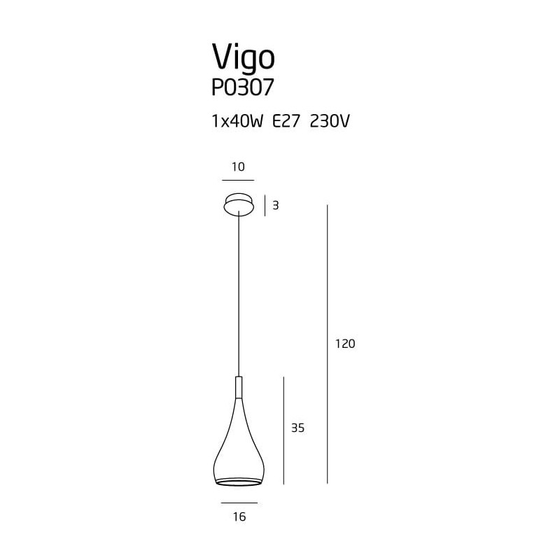 Suspension luminaire VIGO E27 - or