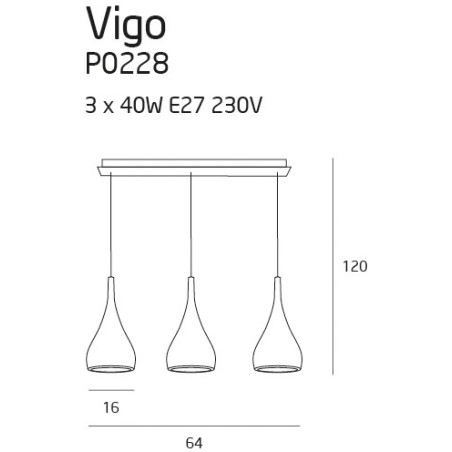 Suspension luminaire design VIGO 3xE27 - chrome