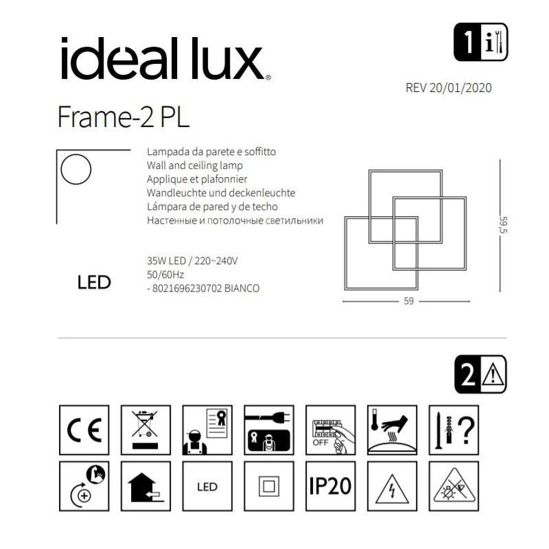 Plafonnier FRAME-2 PL LED 35W 3000K - blanc 