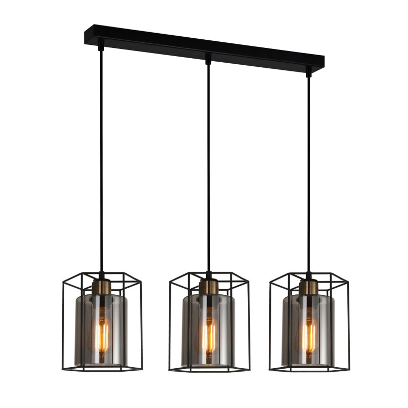 Lampe Suspendue design KALULA 3xE27 - noir / fumé