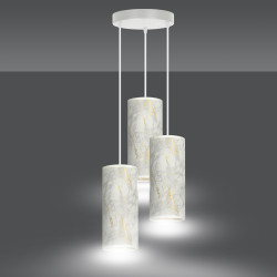 Suspension luminaire design KARLI 3 WH PREMIUM MARBEL BLANC Ø35 3xE27 - blanc