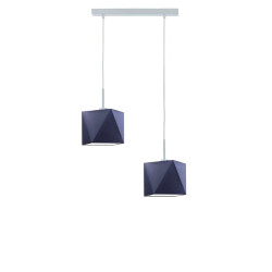 Lampe Suspendue design KOBE 2xE27 - argent / bleu marine