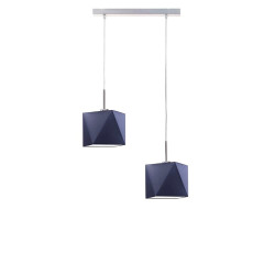 Lampe Suspendue design KOBE 2xE27 - chrome / bleu marine