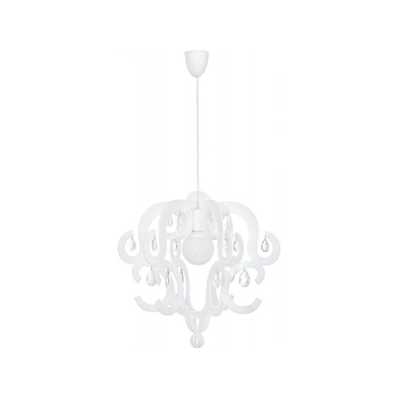 Lampe suspendue KATERINA E27 - blanc / cristaux Cristal