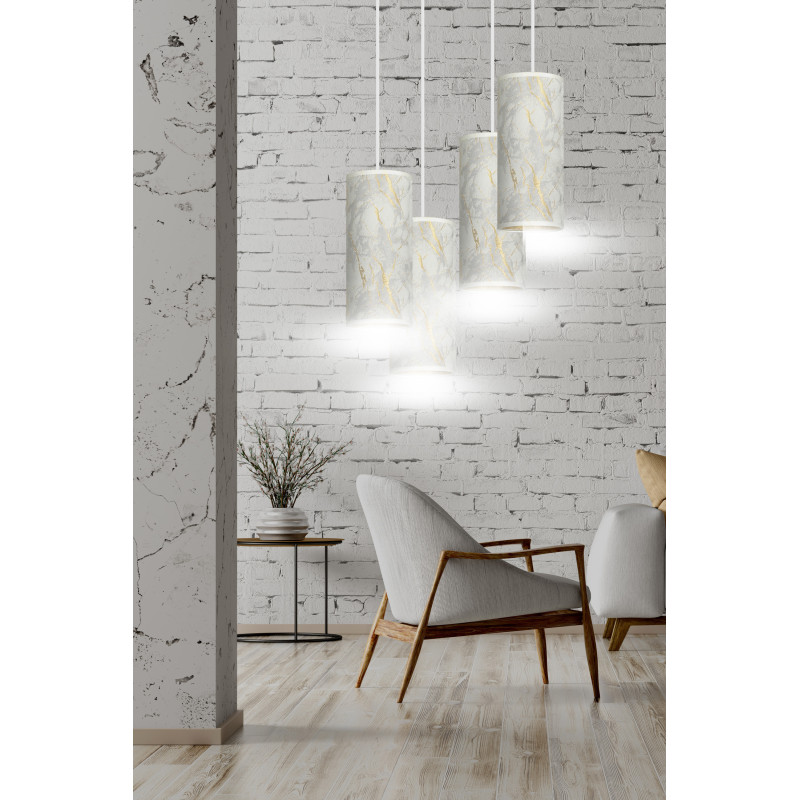 Suspension design KARLI 4 WH PREMIUM MARBEL BLANC Ø35 4xE27 - blanc