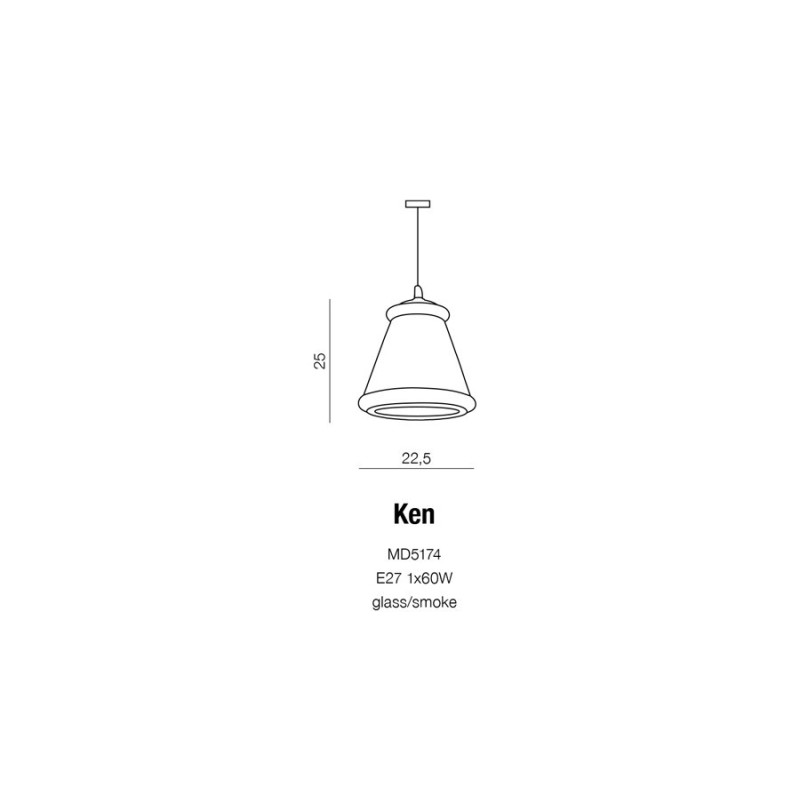 Suspension design KEN E27 60W transparente