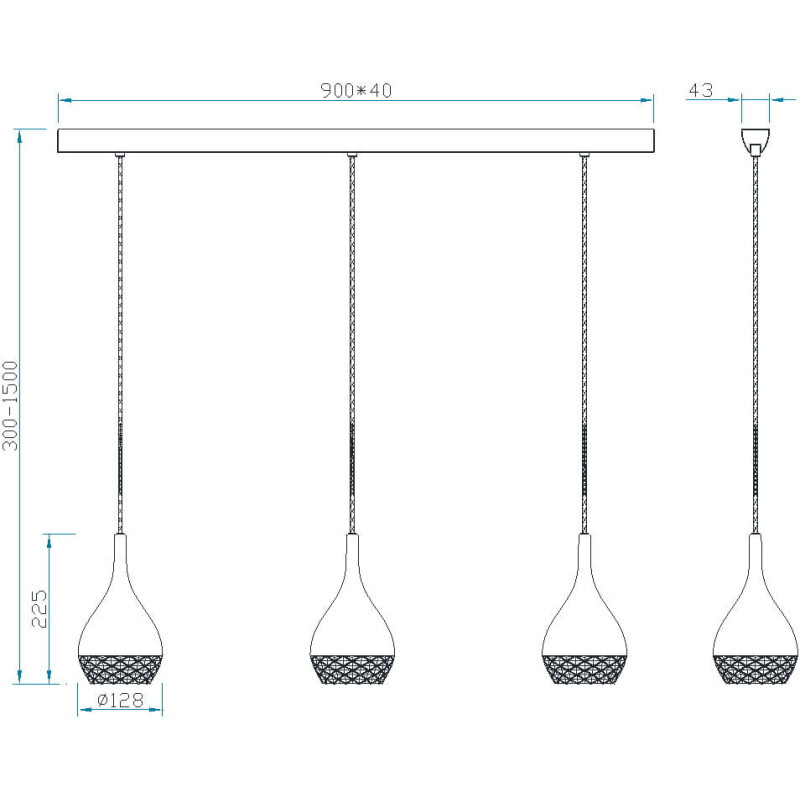 Suspension luminaire design KHALIFA 3xGU10 - cuivre