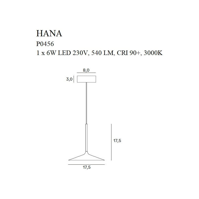 Lampe Design suspendue HANA LED 6W 3000K - noir