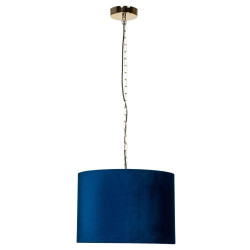 Lampe en suspension abat jour Design INGA E27 - bleu / or