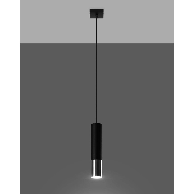 Suspension luminaire LOOPEZ GU10 - noir / chrome