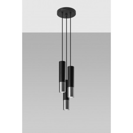 Suspension luminaire design LOOPEZ 3xGU10 - noir / chrome