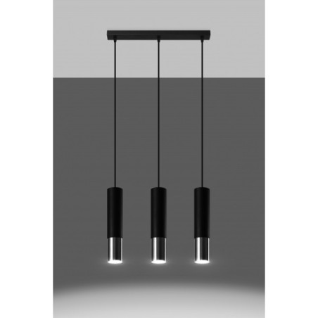 Suspension luminaire LOOPEZ bande 3xGU10 - noir / chrome