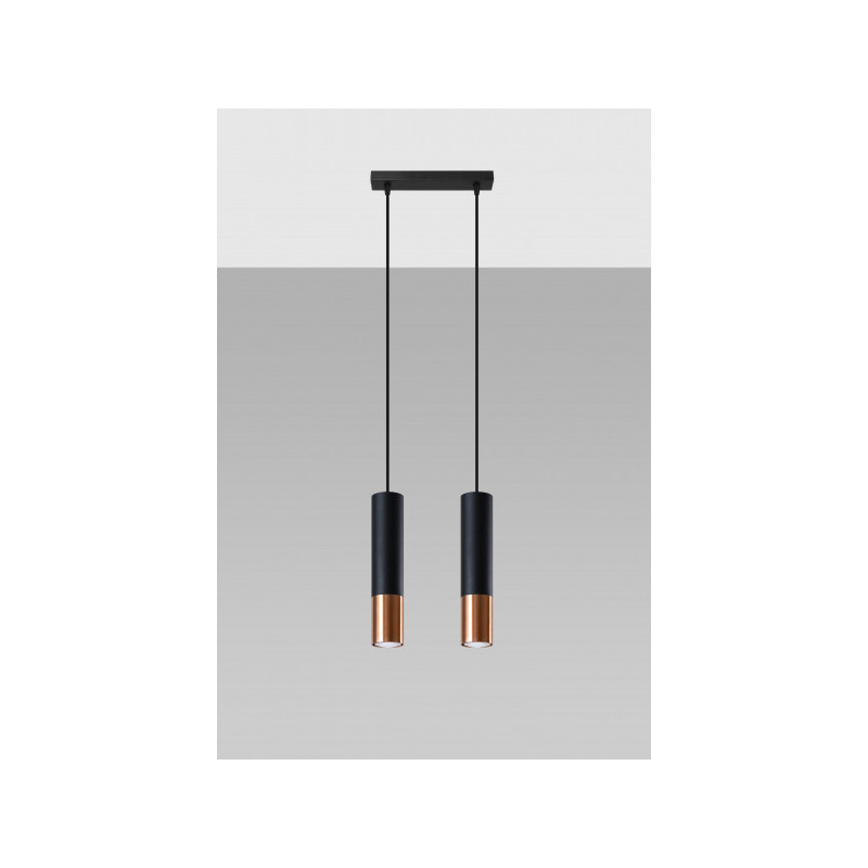 Suspension luminaire LOOPEZ 2xGU10 - noir / cuivre