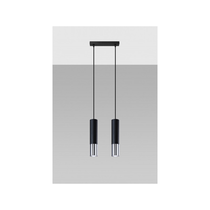 Suspension luminaire design LOOPEZ 2xGU10 - noir / chrome