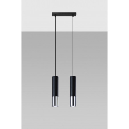 Suspension luminaire design LOOPEZ 2xGU10 - noir / chrome