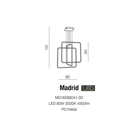 Luminaire Design suspendue MADRID LED DIM 80W 3000K chrome