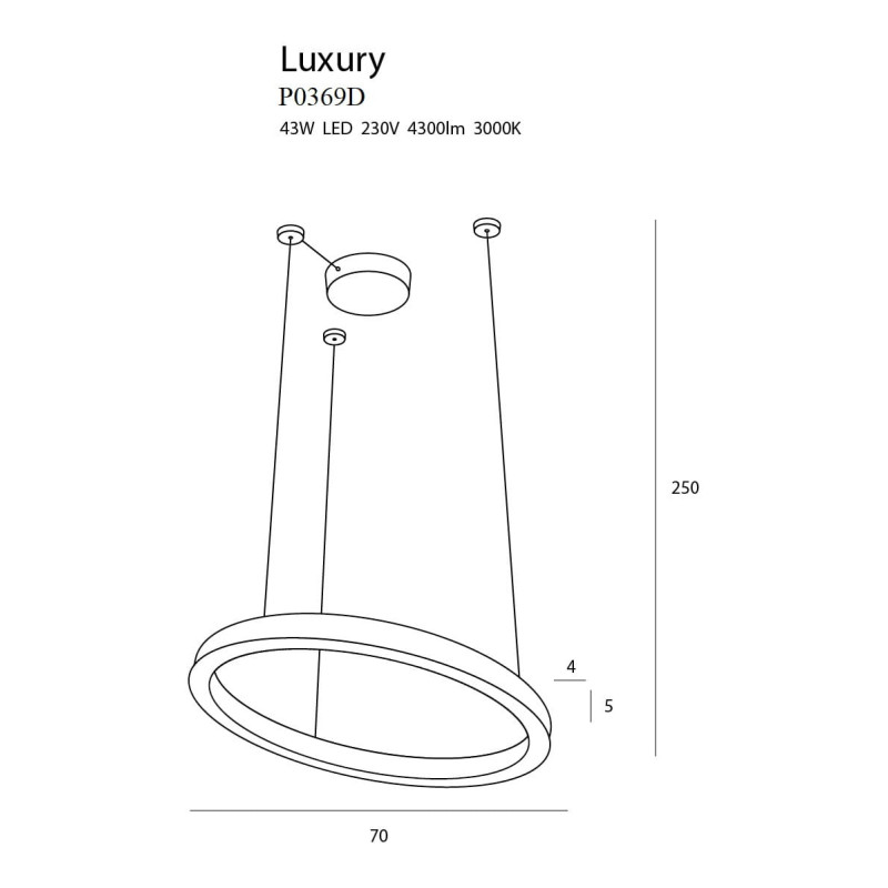 Luminaire Design suspendue LUXURY LED 43W 3000K DIM - or