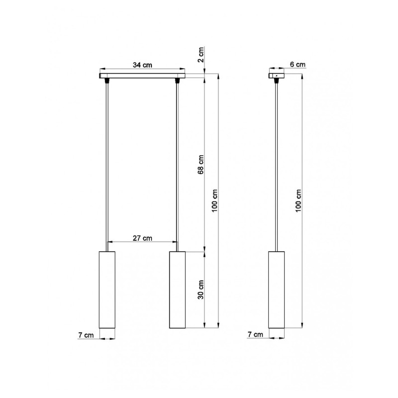 Suspension luminaire design LUVO 2 GU10 - noir / gris