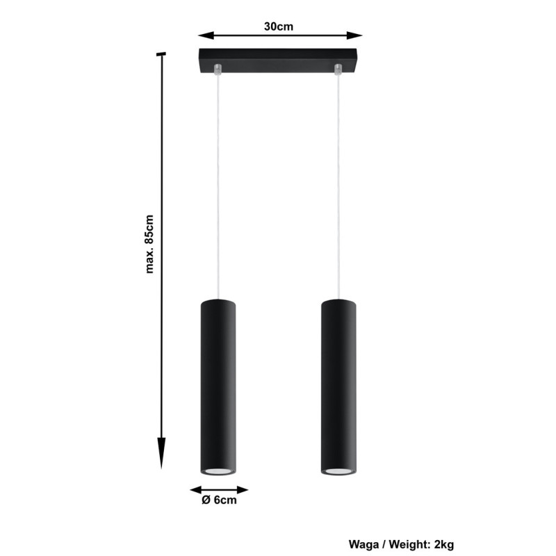 Suspension design LAGOS 2 GU10 - noir