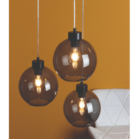 Lampe Suspendue design LAGUNA 3xE27 - noir / fumé