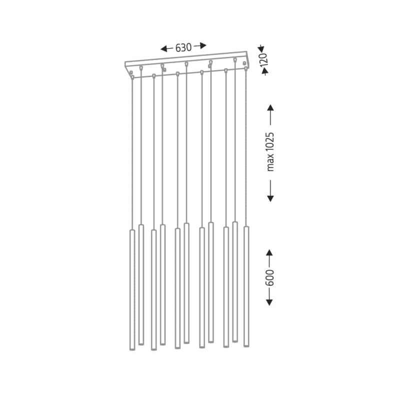 Lampe Suspendue design KOSAME 11xG9 - noir