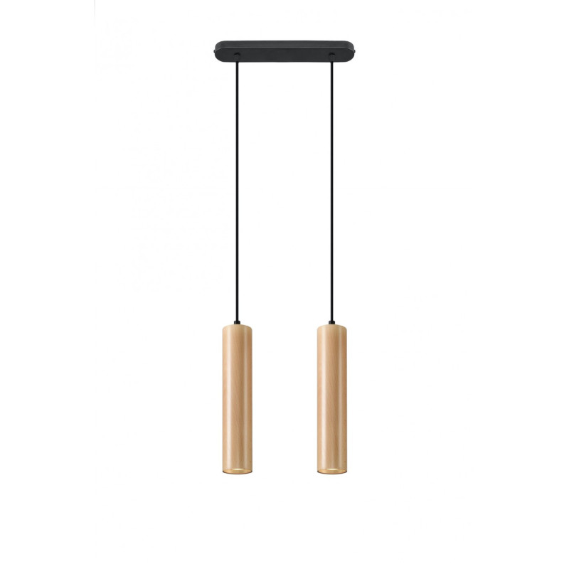 Suspension luminaire LINO 2 GU10 - noir / bois