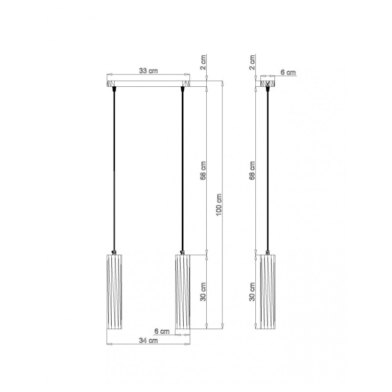 Suspension luminaire LINO 2 GU10 - noir / bois