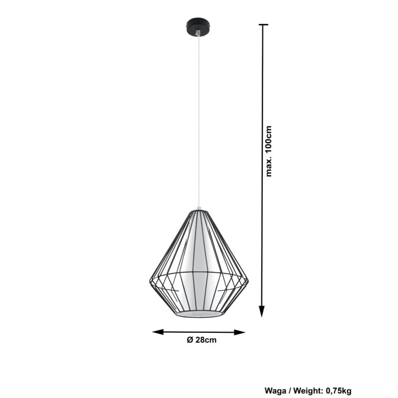 Lampe Suspendue industrielle DEMI E27 - noir