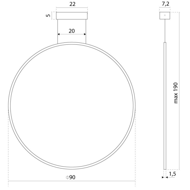 Luminaire Design suspendue ECHO VERTICAL 90 LED 35W 3000K IP44