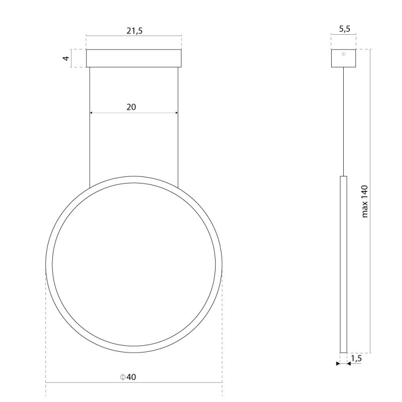 Luminaire Design suspendue ECHO VERTICAL 40 LED 18W 3000K IP44 - noir